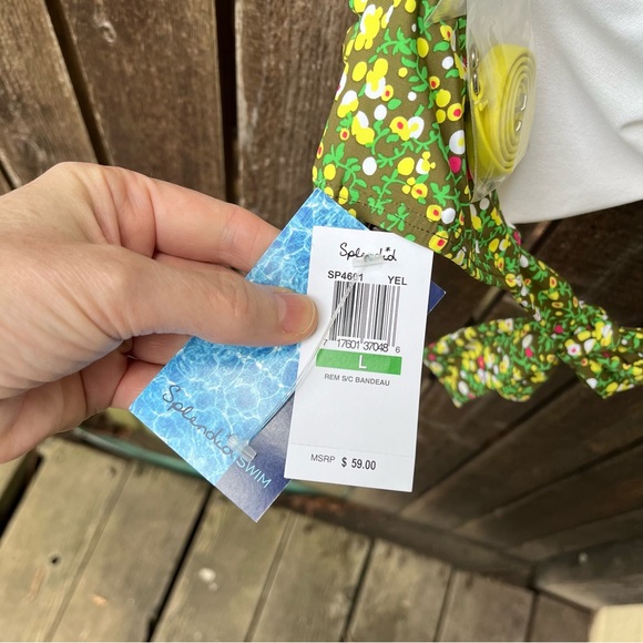 Splendid Swim Wear Yellow Bandeau Bikini Top NWT Sz L - Picture 7 of 14